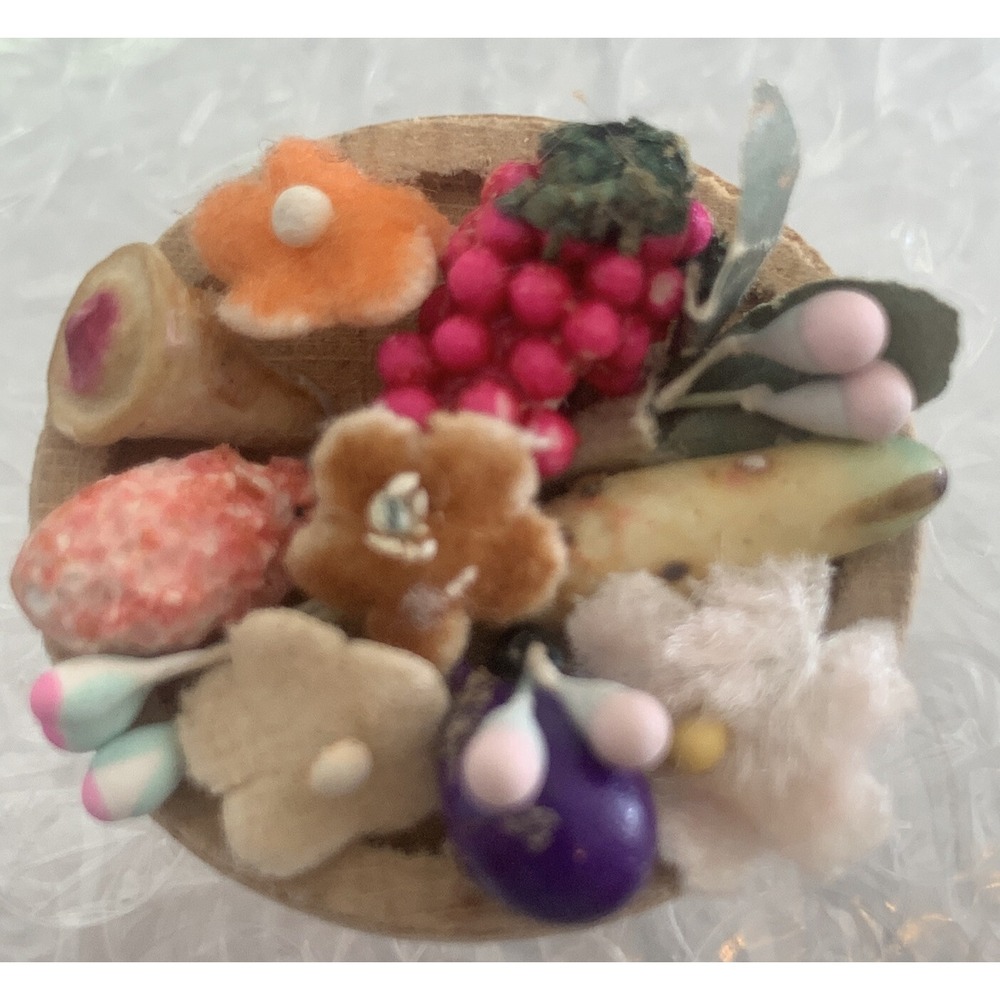 Vintage Barbie wood bowl of fruit & flowers 💐 Rare Japanese exclusive OOAK